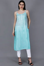 Load image into Gallery viewer, Nayab Strappy Ombre Chikankari Kurti