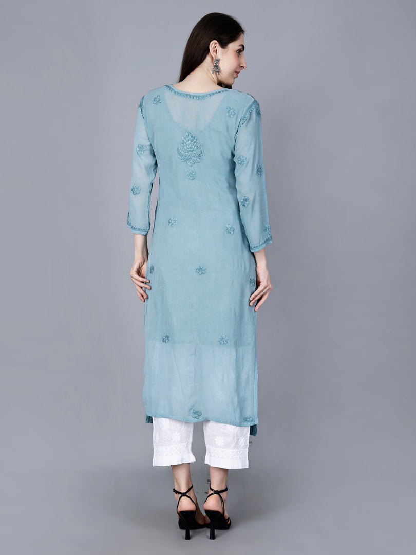 Noorie Premium Straight Chikankari Kurti - The Lucknowi Chikan 