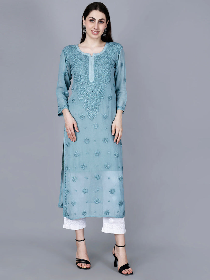 Noorie Premium Straight Chikankari Kurti - The Lucknowi Chikan 