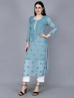 Load image into Gallery viewer, Noorie Premium Straight Chikankari Kurti - The Lucknowi Chikan 