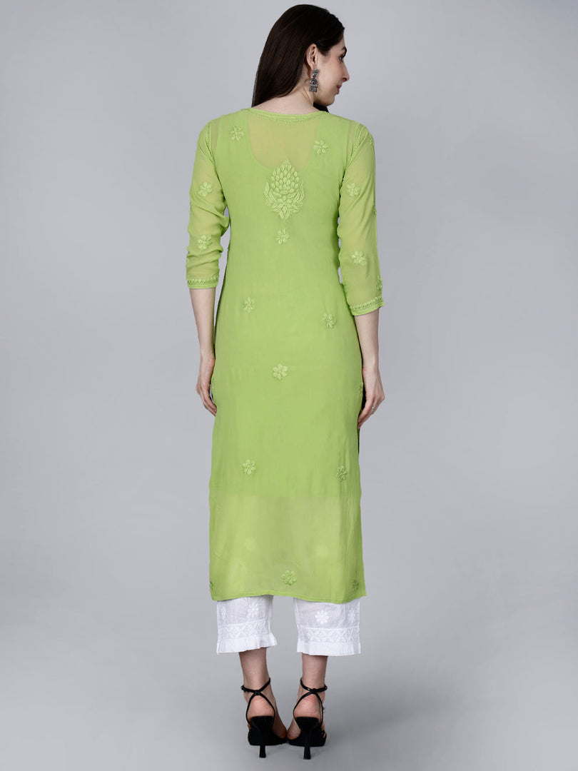 Noorie Premium Straight Chikankari Kurti - The Lucknowi Chikan 