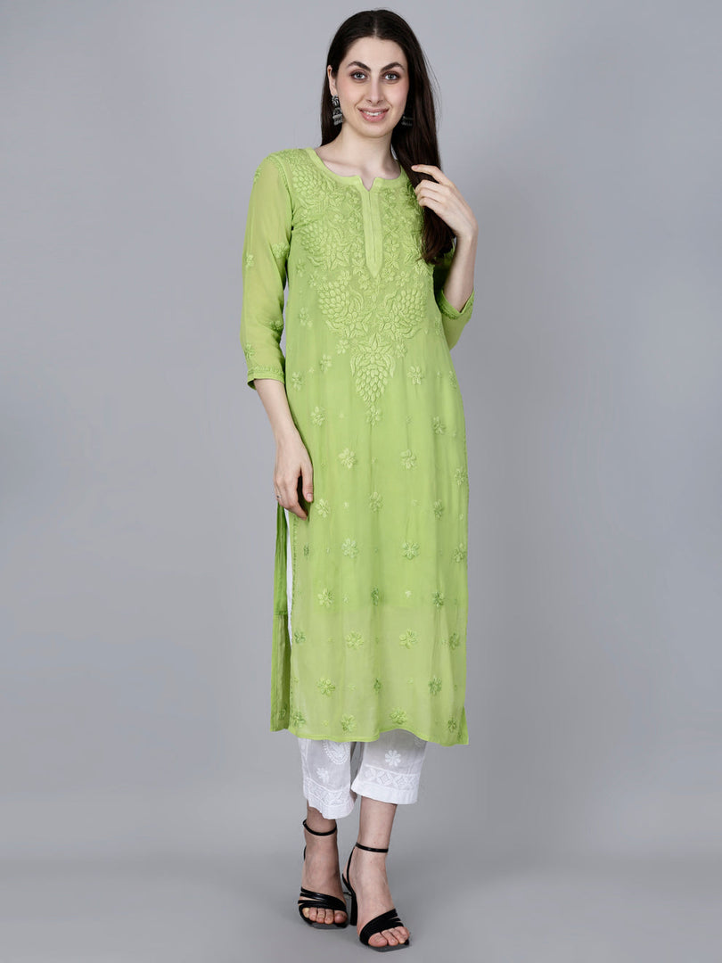 Noorie Premium Straight Chikankari Kurti - The Lucknowi Chikan 