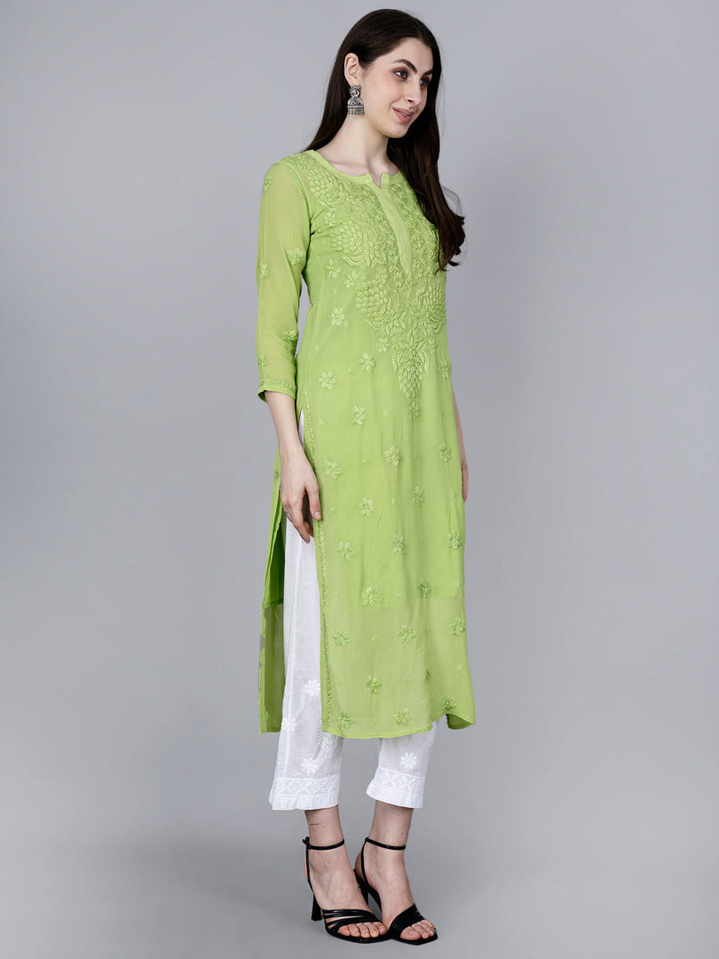 Noorie Premium Straight Chikankari Kurti - The Lucknowi Chikan 