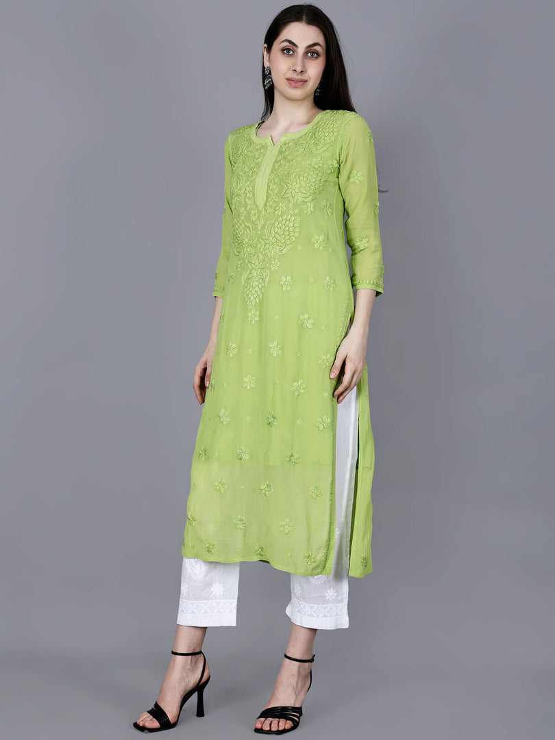 Noorie Premium Straight Chikankari Kurti - The Lucknowi Chikan 
