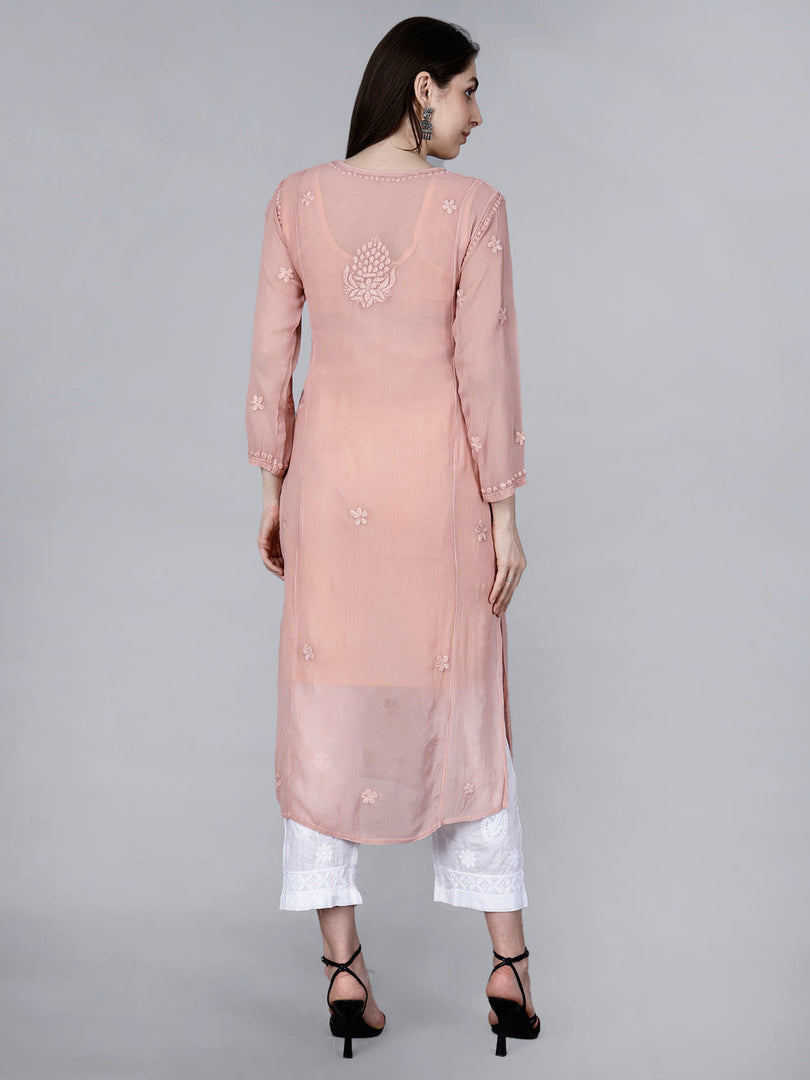 Noorie Premium Straight Chikankari Kurti - The Lucknowi Chikan 