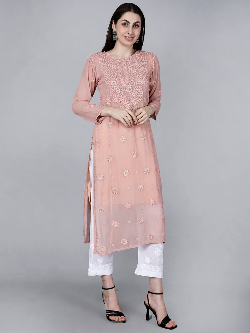 Noorie Premium Straight Chikankari Kurti - The Lucknowi Chikan 