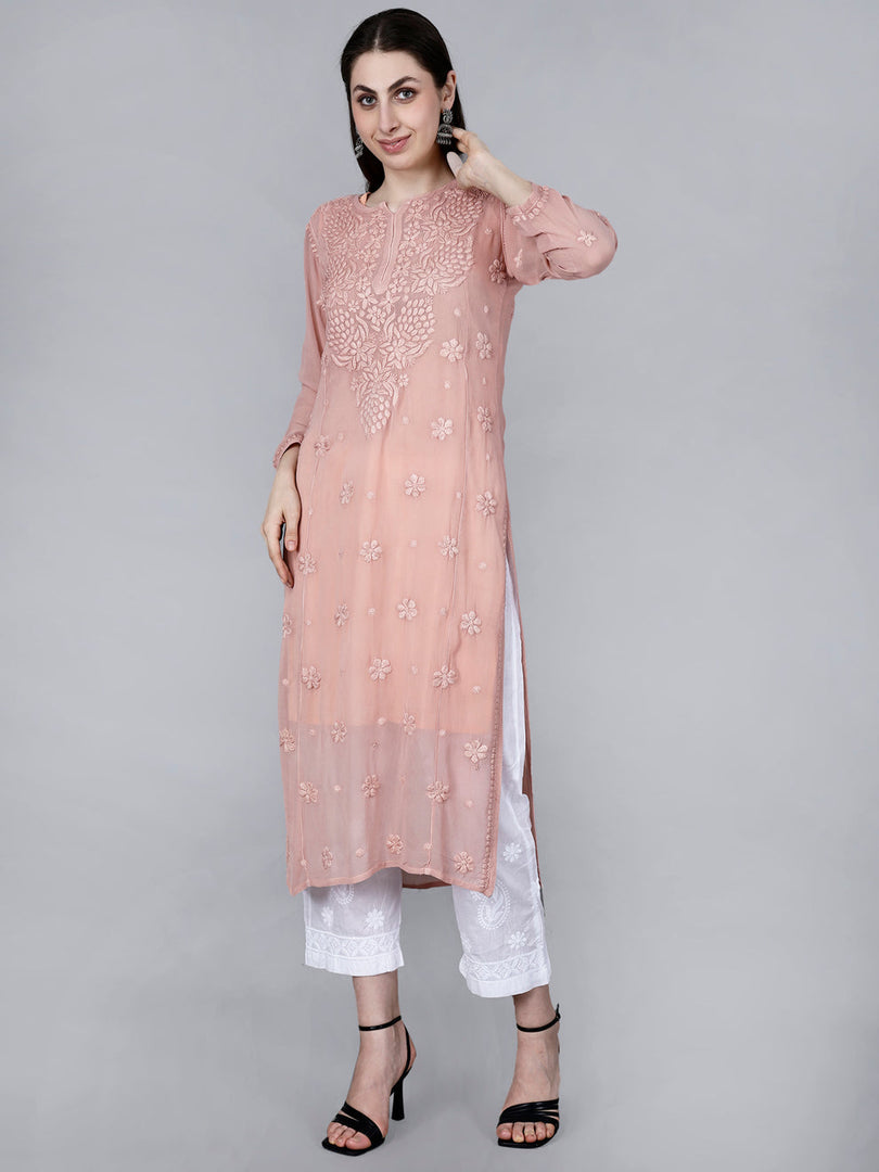 Noorie Premium Straight Chikankari Kurti - The Lucknowi Chikan 