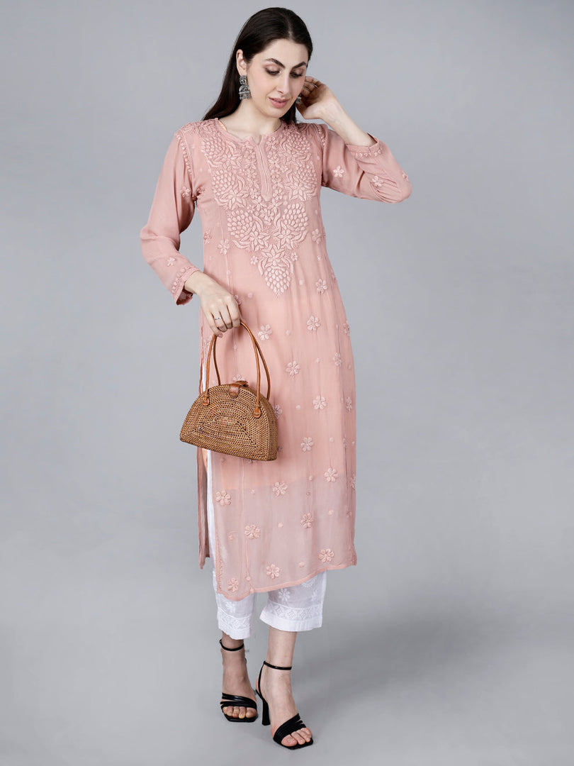 Noorie Premium Straight Chikankari Kurti - The Lucknowi Chikan 