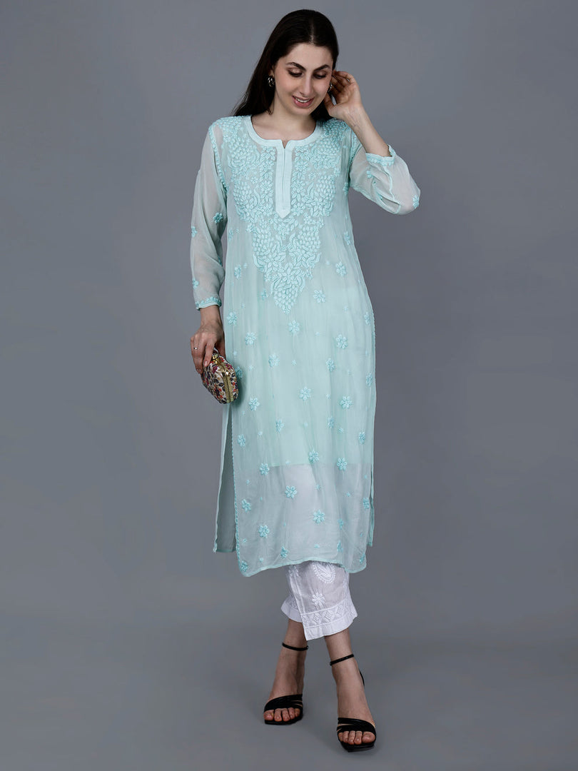 Noorie Premium Straight Chikankari Kurti - The Lucknowi Chikan 