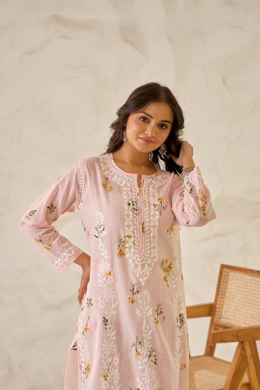 Raga Mulmul Long Chikankari Kurta