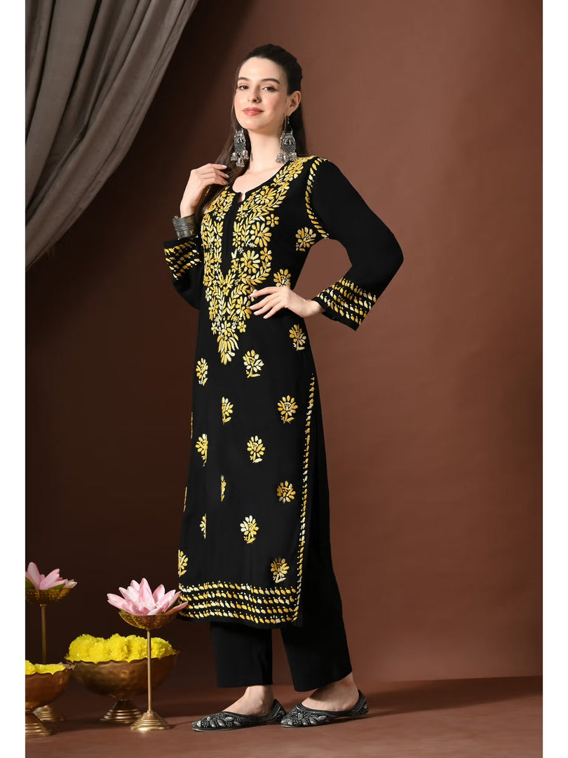 Mahira Rayon Duel Thread Chikankari Kurti