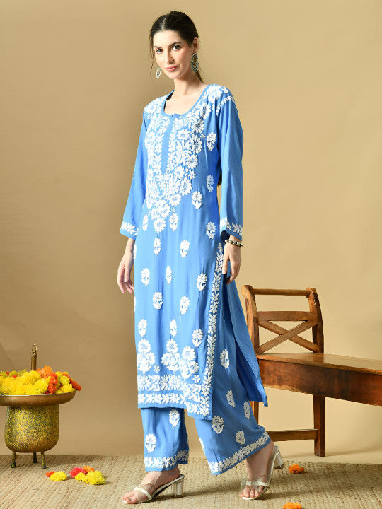 Daniya Modal Chikankari Kurti Set - The Lucknowi Chikan 