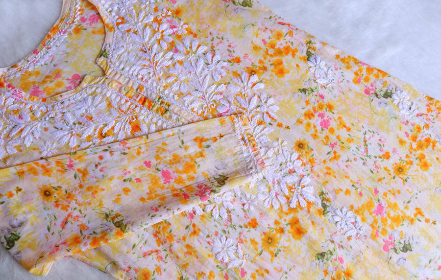 Sonu Kakkar Styled Mulmul Chikankari Kurta