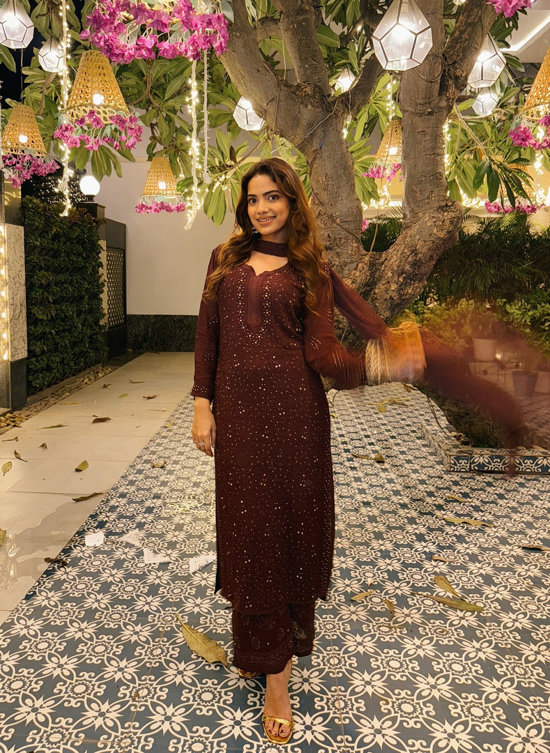 Nagma Chikankari And Mukaish Suit Set