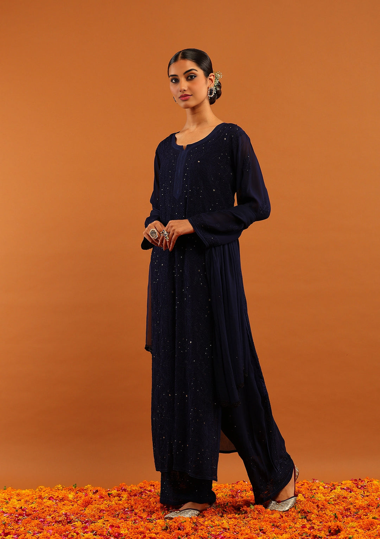 Nagma Chikankari And Mukaish Suit Set