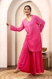 Sajani Premium Viscose Mukaish Chikankari Gharara Set
