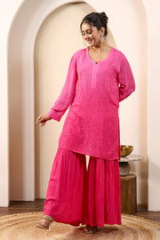Sajani Premium Viscose Mukaish Chikankari Gharara Set