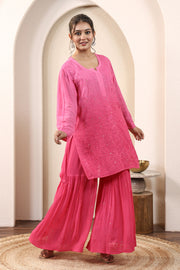 Sajani Premium Viscose Mukaish Chikankari Gharara Set