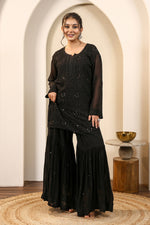 Load image into Gallery viewer, Sajni Premium Viscose Mukaish Chikankari Gharara Set
