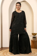 Load image into Gallery viewer, Sajni Premium Viscose Mukaish Chikankari Gharara Set
