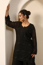 Load image into Gallery viewer, Sajni Premium Viscose Mukaish Chikankari Gharara Set
