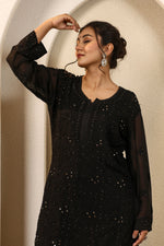 Load image into Gallery viewer, Sajni Premium Viscose Mukaish Chikankari Gharara Set
