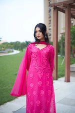 Load image into Gallery viewer, Gulnaaz Viscose Premium Chikankari Kurti Set