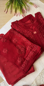 Load image into Gallery viewer, Khwab 3D Handwork Chikankari Kurti Set