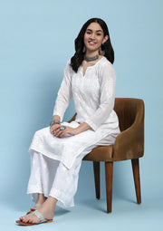 Ajrakh Muslin Premium Long Chikankari Kurta