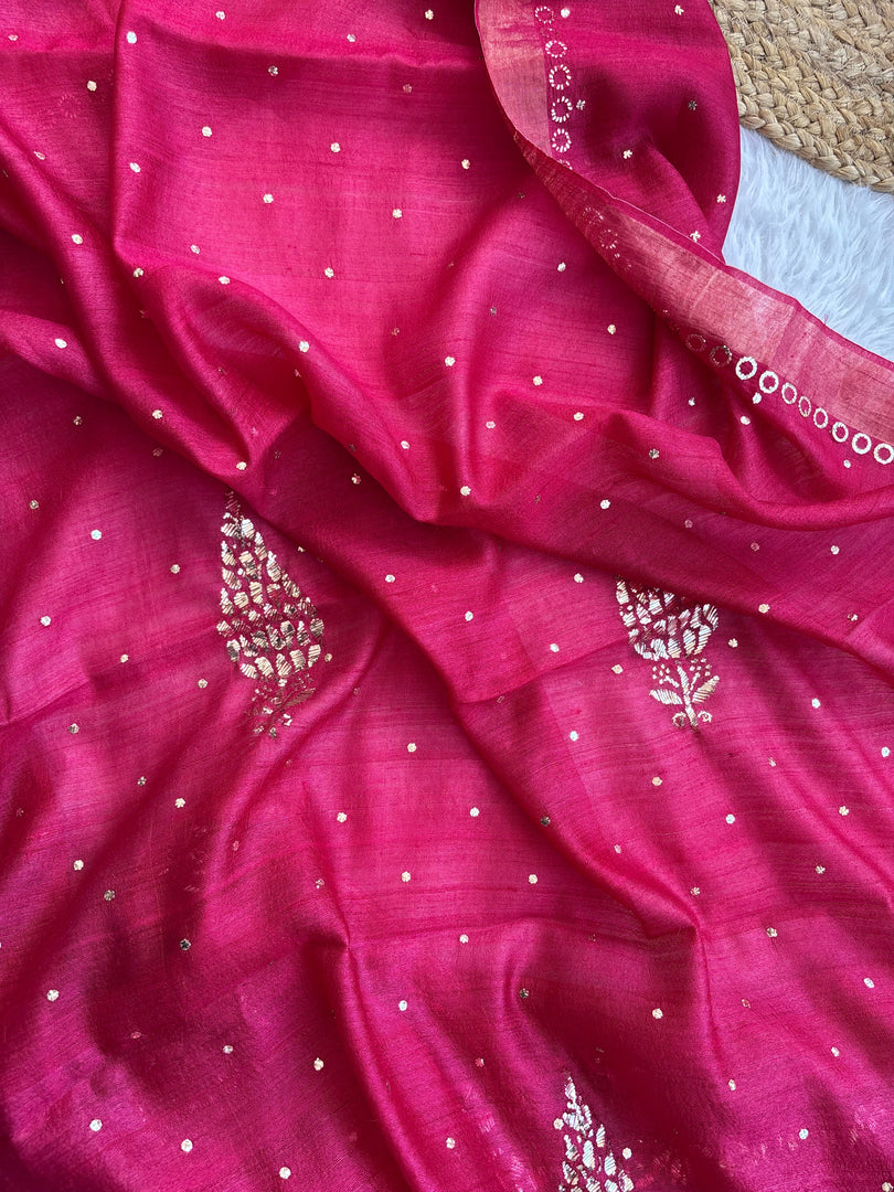 Kanakchandni Tusser Silk Kamdani Saree