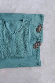 Malhar Rayon Chikankari Kurti Set