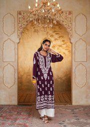 Bela Premium Long Chikankari Kurti-The Lucknowi Chikan