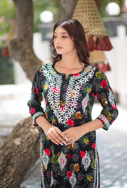 Gulabo Rayon Floral Boota Chikankari Kurti