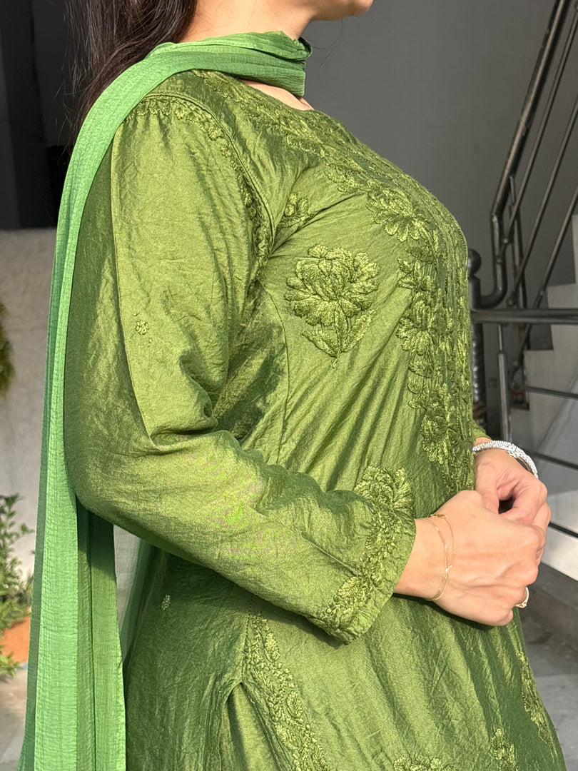 Sawan Chanderi Chikankari Suit Set