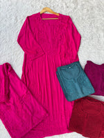 Load image into Gallery viewer, Palak Modal Dyed Premium Chikankari Kurti Set - The Lucknowi Chikan 