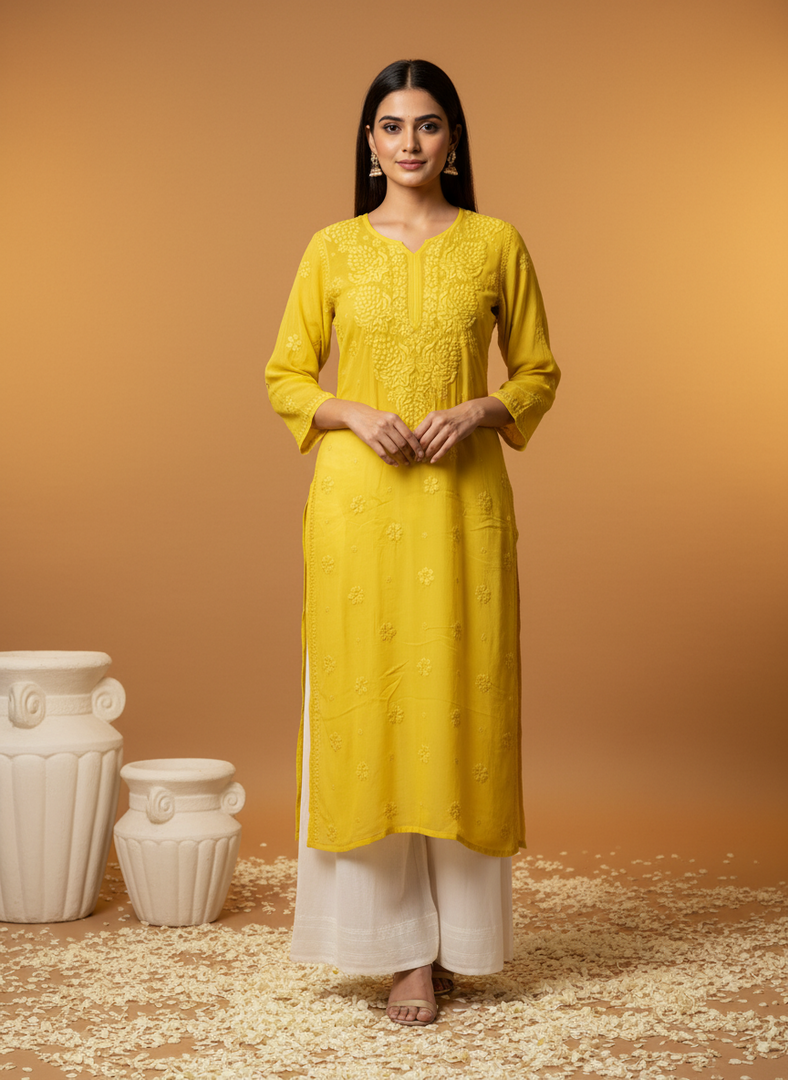 Nargis Viscose Premium 3D Chikankari Kurti