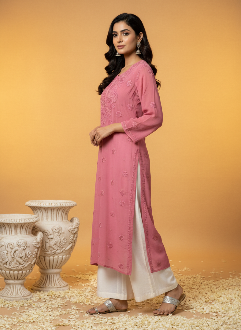 Nargis Viscose Premium 3D Chikankari Kurti