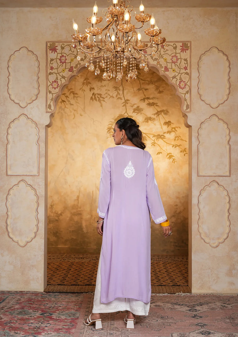 Bela Premium Modal Chikankari Long Kurti - The Lucknowi Chikan 