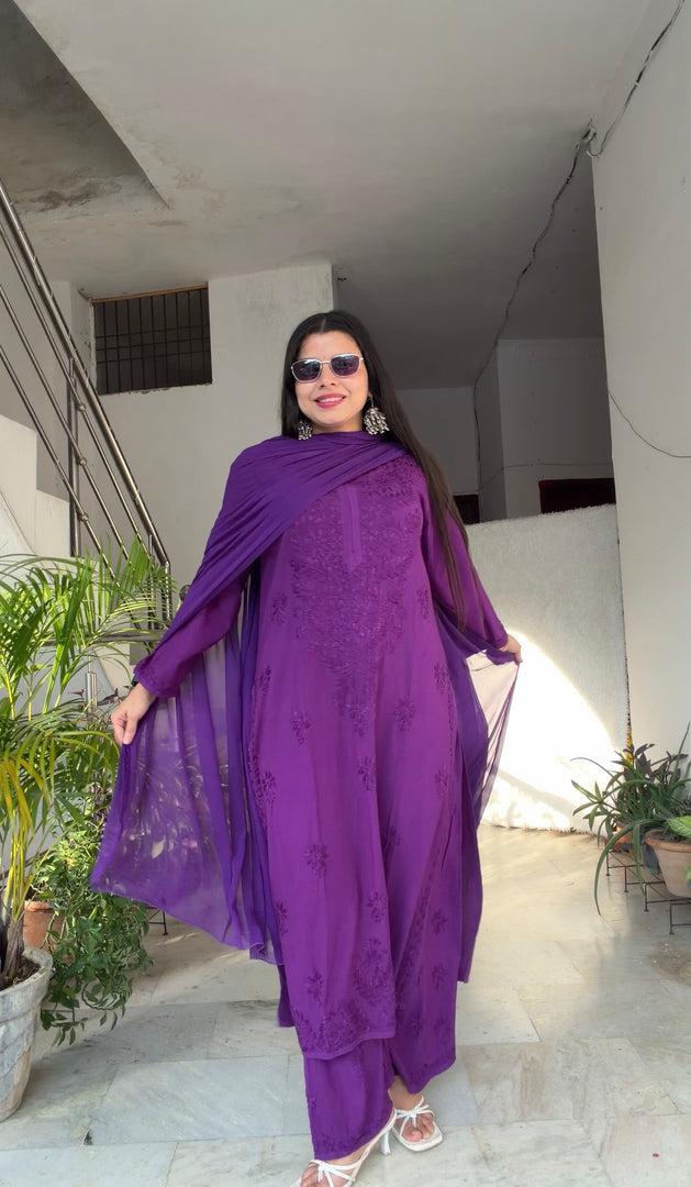 Vrati Rayon Chikankari Suit Sets