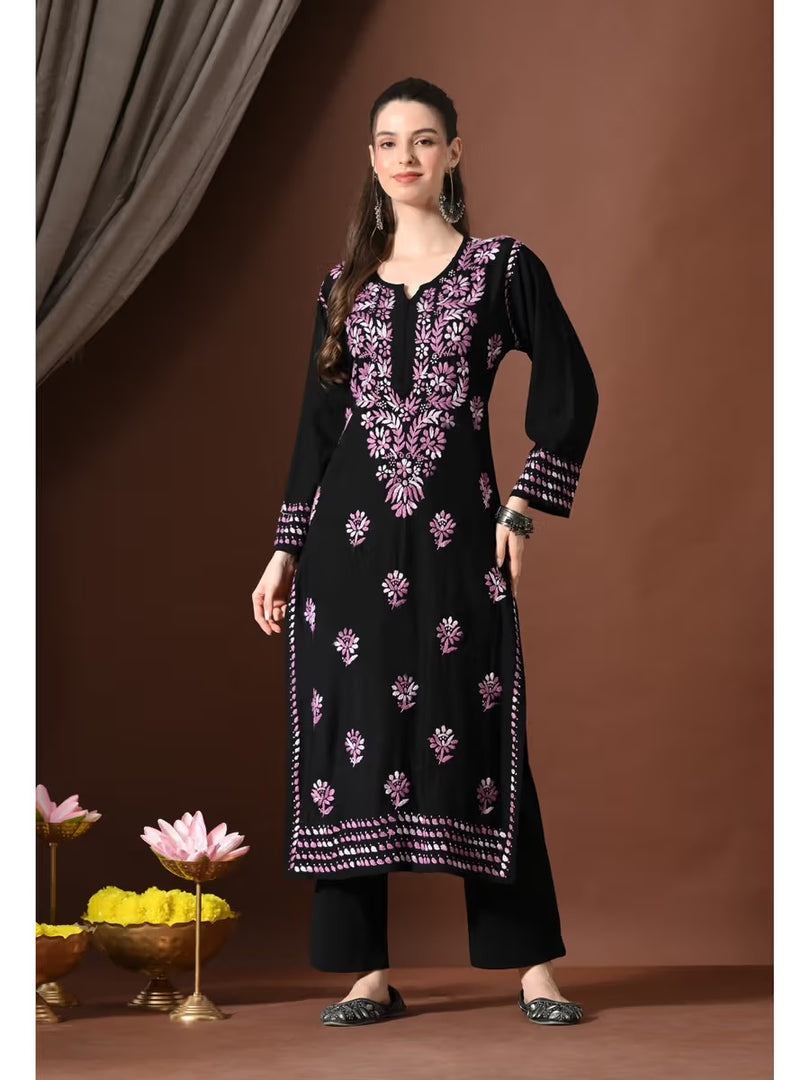 Mahira Rayon Duel Thread Chikankari Kurti