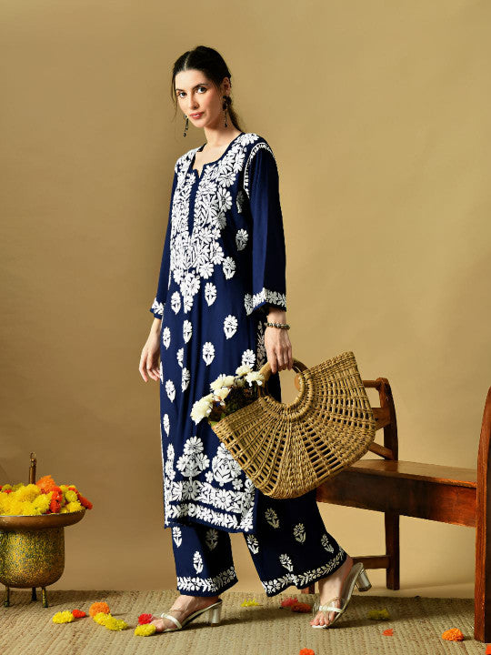 Daniya Modal Chikankari Kurti Set - The Lucknowi Chikan 