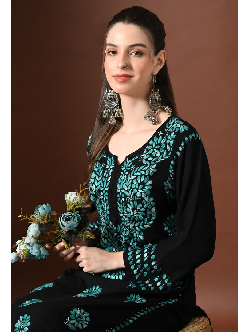 Mahira Rayon Duel Thread Chikankari Kurti