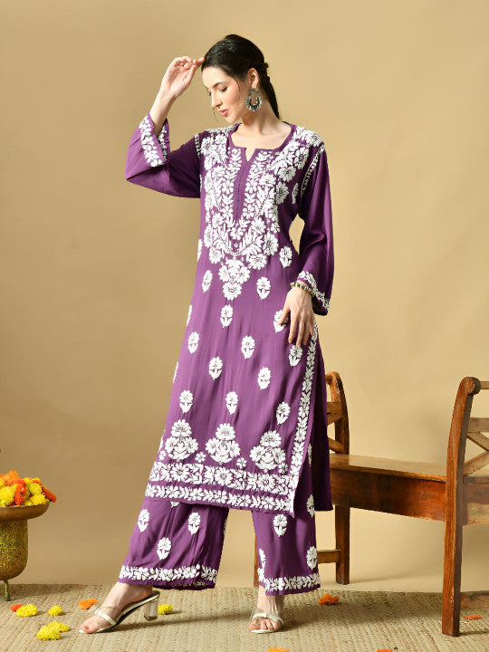 Daniya Modal Chikankari Kurti Set - The Lucknowi Chikan 