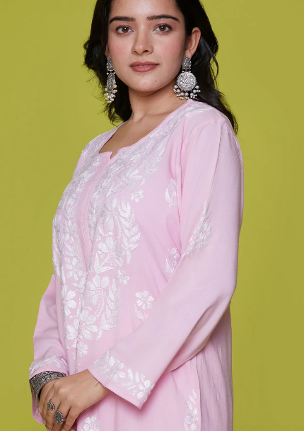 Heer Rayon Long Chikankari Kurti