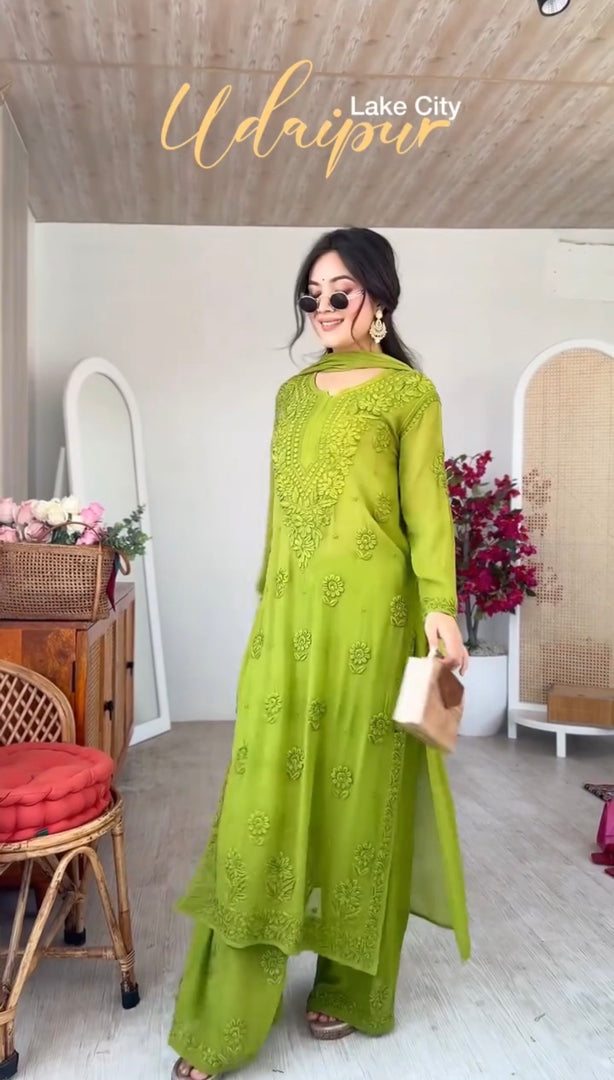 Gulnaaz Viscose Premium Chikankari Kurti Set