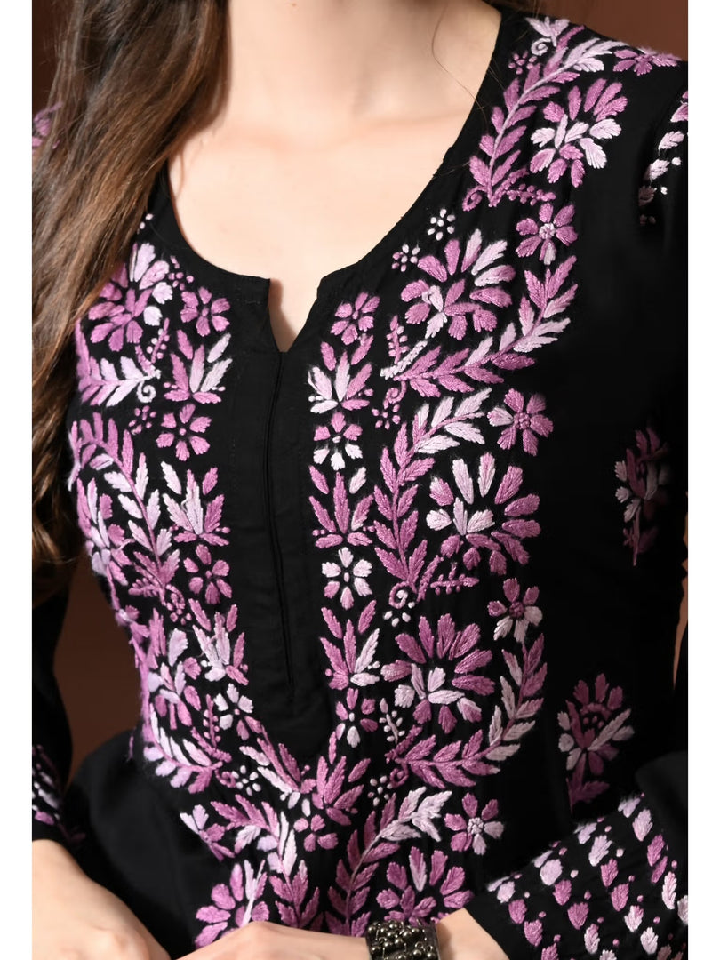 Mahira Rayon Duel Thread Chikankari Kurti