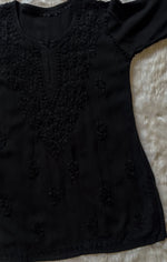 Load image into Gallery viewer, Amina Rayon Short Chikankari Kurti - Red