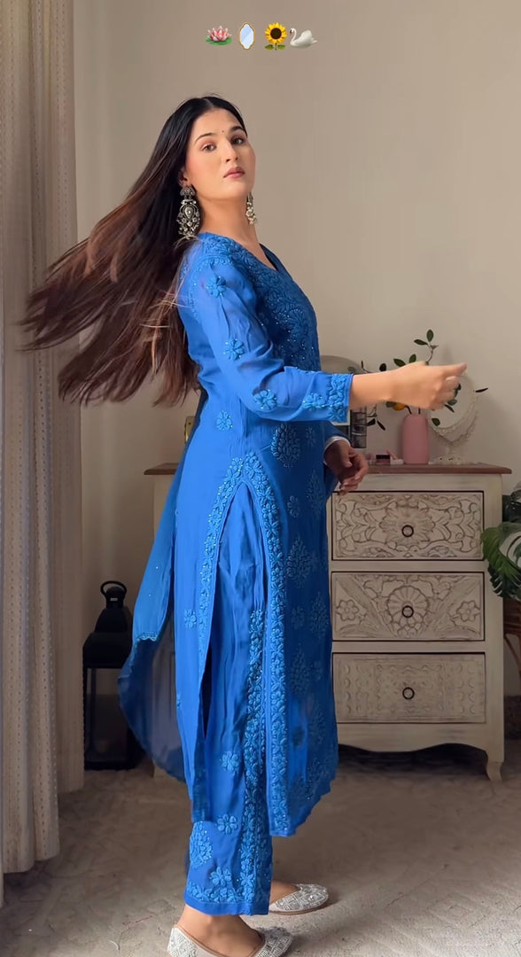 Surma Viscose 3D Chikankari Kurta Set