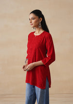 Load image into Gallery viewer, Amina Rayon Short Chikankari Kurti - The Lucknowi Chikan 