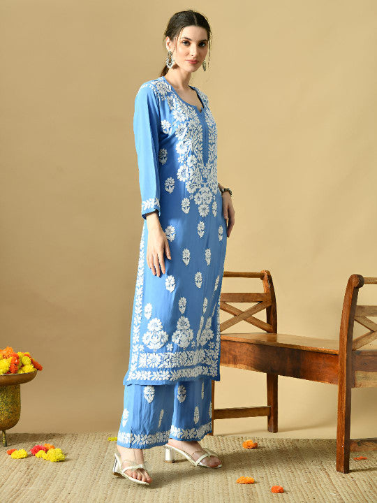 Daniya Modal Chikankari Kurti Set - The Lucknowi Chikan 